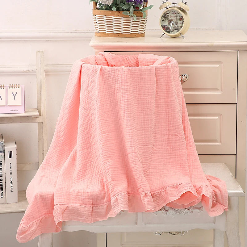 100% Organic Cotton Baby Wrap Gauze Ruffle Baby Blanket